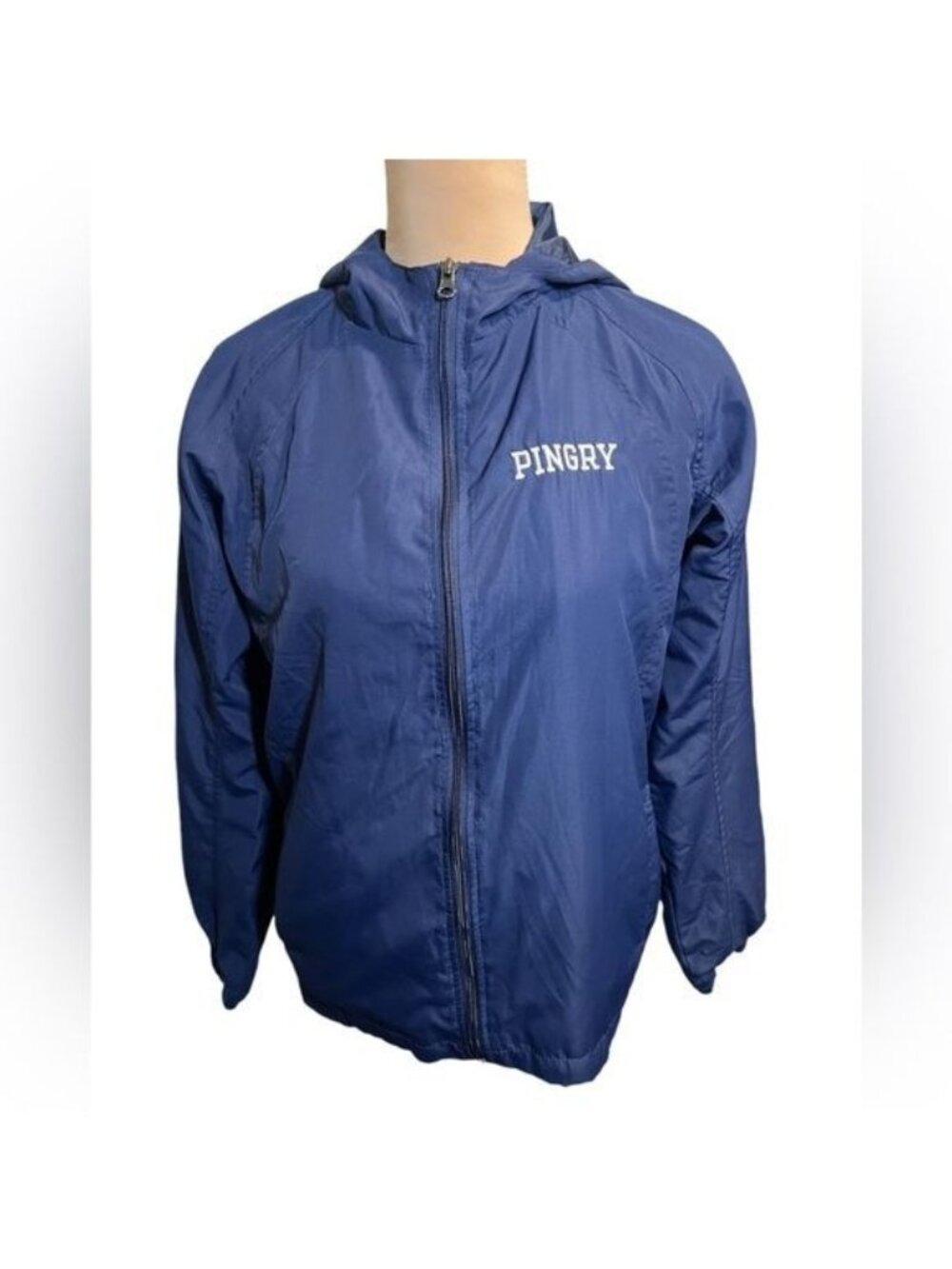 Pingry Academy School Lined Windbreaker Youth Size Large Blue School Spell out